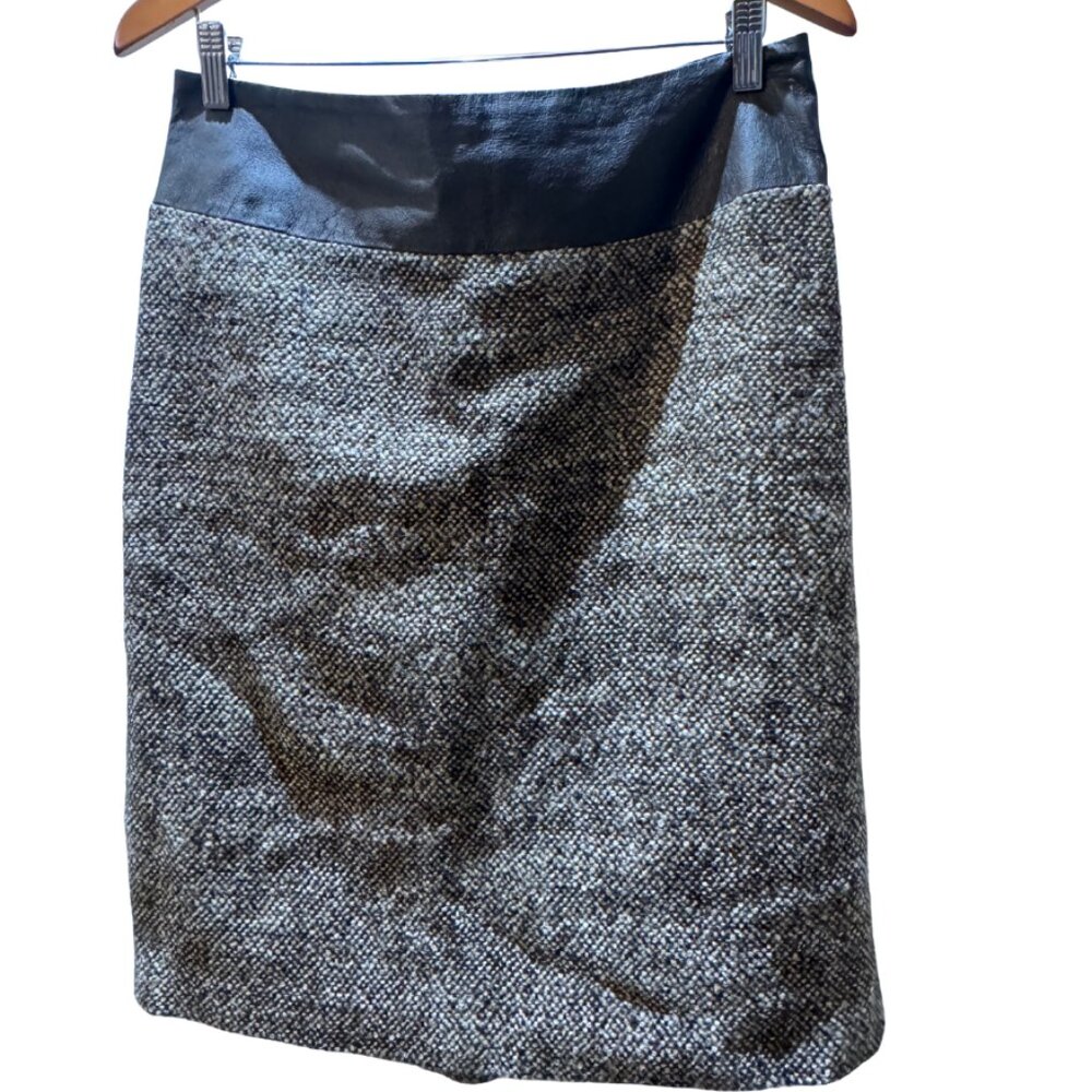 Philippe Adec Paris Wool and Leather Skirt